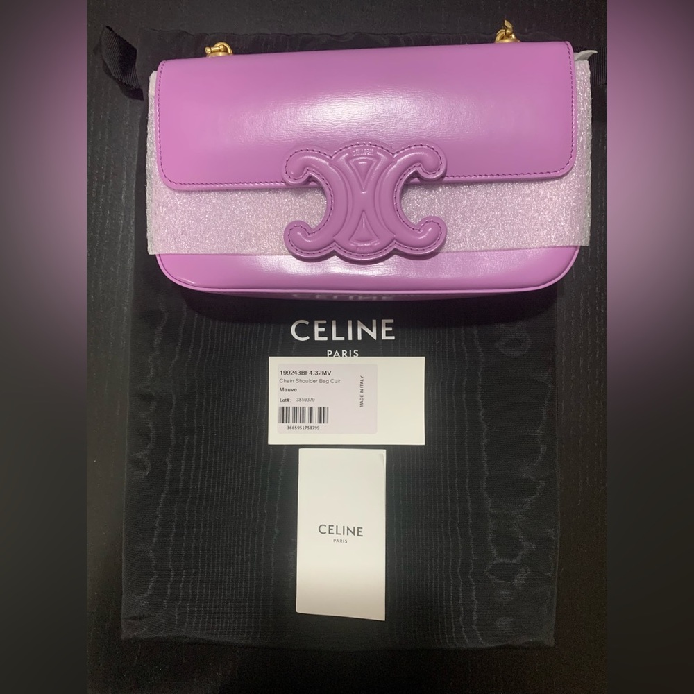 Celine Chain Shoulder Bag Cuir Triomphe